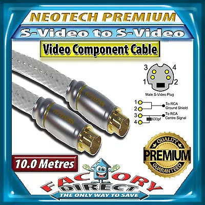 NEW! 10M Premium Quality NEOTECH S-Video To S-Video Cable LCD LED TV DVD VCR  • $4.95