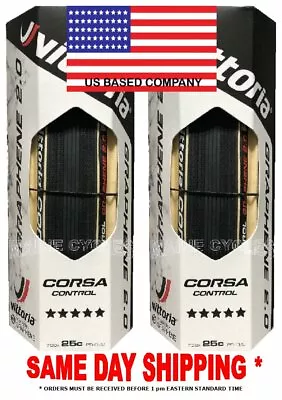 Vittoria Corsa Control G 2.0  Clincher 700 X 25 Black / Tan Sidewall 2 Tires • $115.90