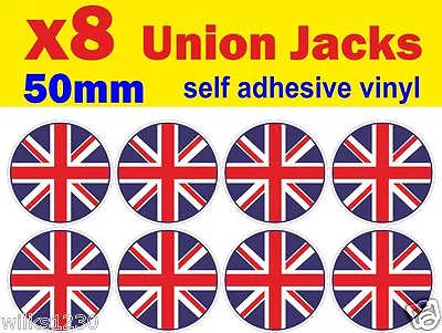 8 Round Union Jack Flag Stickers England Great Britain Decals Vinyl Car Van Bike • £1.80