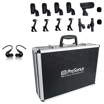 PRESONUS DM-7 Seven-Piece Drum Microphone Kit 7 Drum Mics W/Case+Mackie Monitors • $334.94