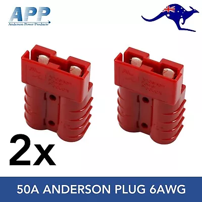 $11.72 • Buy 2x Genuine Anderson APP SB50 Power Plug Cable Connector 6AWG 50AMP IP64 Red