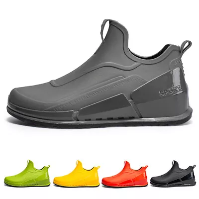 Men's Garden Shoes Outdoor Ankle Rain Boots Fishing Mens Slip Resistant Non-slip • $35.43