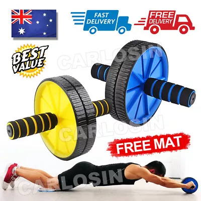 AB Fitness Wheel Roller Abdominal Waist Workout Exercise Gym With Free Knee Mat • $12.95