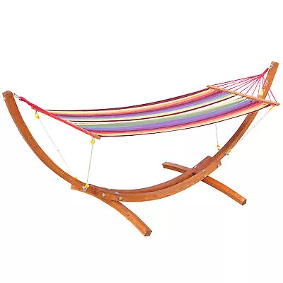 Outsunny Garden Outdoor Patio Wooden Frame Hammock Arc Stand Sun Swing Bed Seat • £105.99