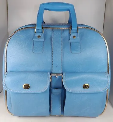 1960s Vtg Mid Century AJAY Blue Pocketed Heavy Duty Bowling Ball Bag USA Made • $39.99