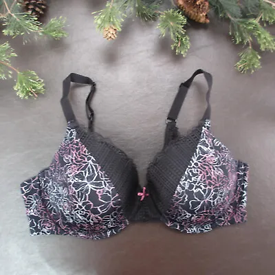 Maidenform Bra 38D Black Floral Padded Underwire Adjustable Clasp Back • $13.75