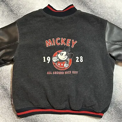 VTG Mickey Mouse Disney Black Varsity Bomber Jacket XXL • $55