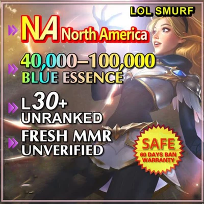 $9.50 • Buy League Of Legends Smurf NA 40-100K BE