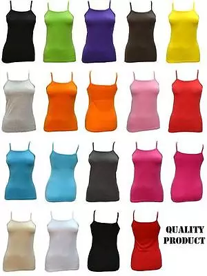 LADIES/GIRLS COTTON VESTS THIN STRAP STRETCH CAMISOLES SIZES (ref 2247) • £5.99