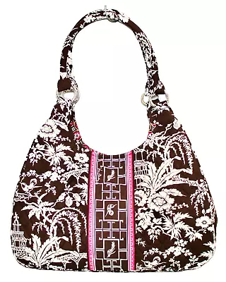 VERA BRADLEY Large Hobo Tote In Imperial Toile Brown White Pink Oriental Floral  • $29