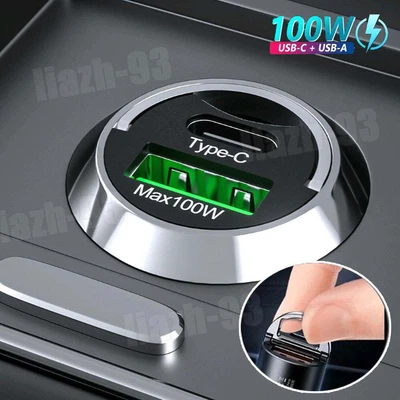 $8.44 • Buy 100W USB Auto Car Phone Charger Type-C QC 3.0 Car Interior Parts Fast Charging