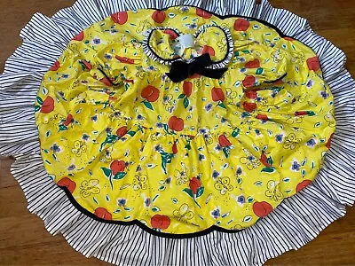 VINTAGE GIRLS Yellow Patterned PARTY DRESS Flowers Full Skirt Layered • $36