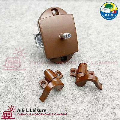 Caravan Motorhome Push Button Toilet Door Catch Brown Lock Rod Version  HA70102 • £14.99