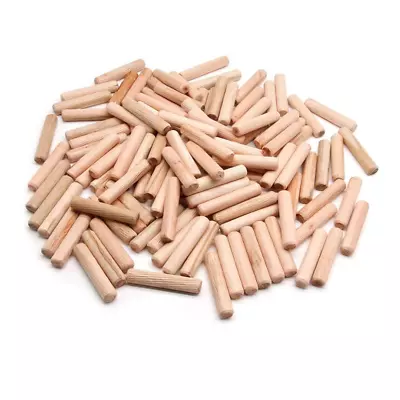 100 Pack Dowel Pins 13/32  X 1 9/16  Fitting Rod Wooden Pin Round Fluted Birch W • $24.99