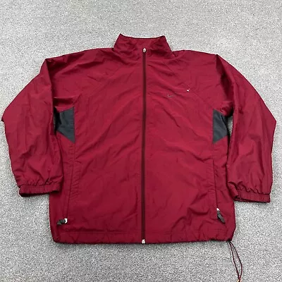 Vintage Nike Jacket Men Large Red Windbreaker Warm Up Track Suit Jogger Adult * • $24.91