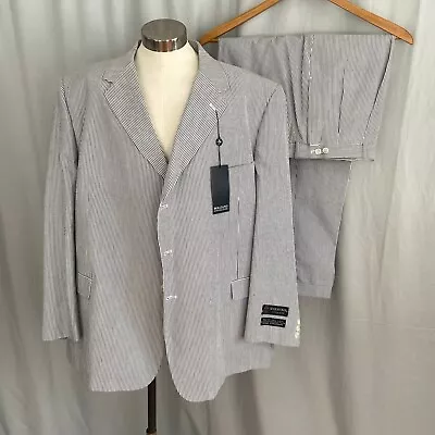 Gray Bolzano Seersucker Suit Mens Big And Tall 58R Jacket 50R Pants Large • $150