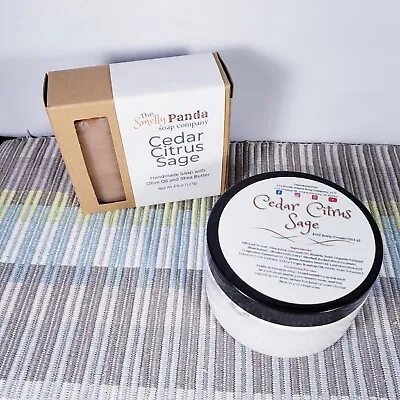 Smelly Panda Cedar Citrus Sage Aloe Body Cream Soap Bundle Vegan Cruelty Free • £24.11