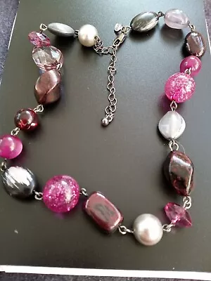 £3.99 • Buy Gb#: M&S Pretty Purple Pinks Multicoloured Beaded Necklace