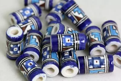 £3.99 • Buy Hair Beads, Crafts, Jewellery, Glazed Clay BEADS  Hand Painted In PeruV018 TUBE