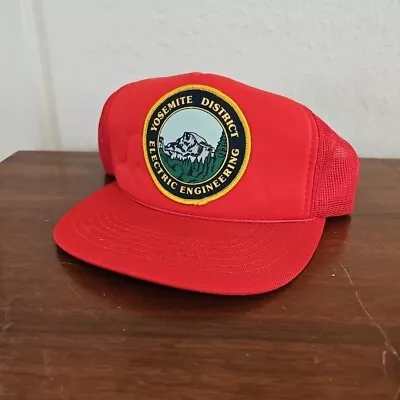 Vintage Yosemite District Electrical Engineering Trucker Snapback Hat Cap Red • $22.49