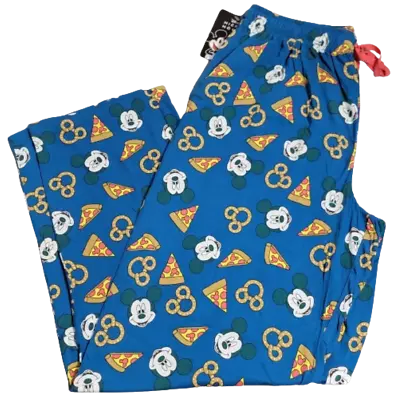 Big & Tall Disney Mickey Mouse Pizza Pretzels Party Blue Comfy Lounge Pants! • $19.99