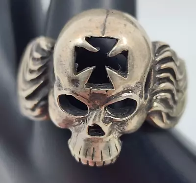 Vintage Biker Gothic Harley Skull Sterling Silver 925 Mens Ring Size 12.5 • $74.95