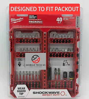 Milwaukee Shockwave Impact Duty 40 Piece Driver Bit Set Fits PACKOUT 48-32-4022 • $24.98
