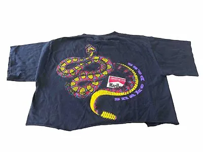 Vintage Marlboro Adventure Team Snake Pass Black T-Shirt - XL- Custom Midriff • $79