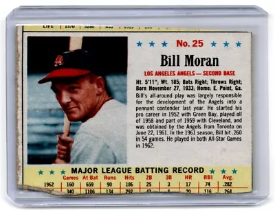 1963 Post Cereal Bill Moran Los Angeles Angels #25 • $1.99