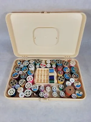 Vintage Wilson Wil-Hold Sewing Box Case Organizer Gold Plastic Thread Bobbin USA • $29