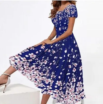 £12.29 • Buy Womens Floral Boho Midi Dress Ladies Beach Holiday Summer Swing Sundress Size 16