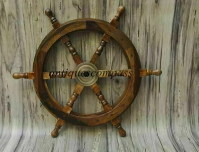 £148.10 • Buy 18 Nautical Wooden Ship Wheel Pirate Decor Steering Wood Brass Fishing Wall Boat
