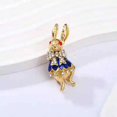 High-end Personality Blue Enamel Bunny Brooch Luxury Cute Rabbit Animal Pin  • $5.99