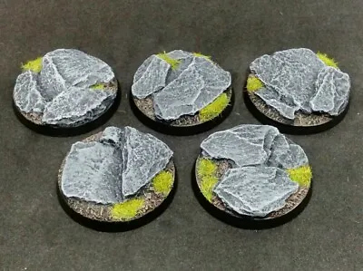 40mm Resin Bases X5 Rock Slate Stone For Warhammer 40k Age Of Sigmar (unpainted) • £4.99