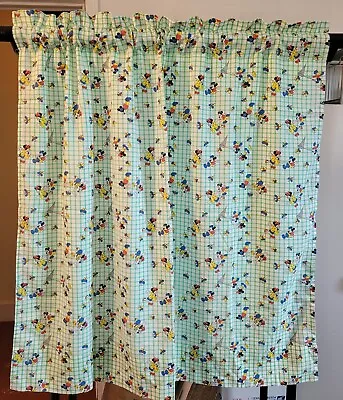 2 Walt Disney Productions Mikey & Minnie Mouse Hand-made Fabric Curtain Panals • $45