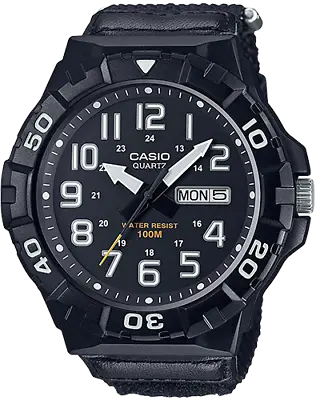 Casio MRW210HB-1BV Men's Black Nylon Band Oversized 100 Meter Day/Date • $32.50