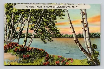 Postcard Greetings From Millerton New York NY Vintage Linen B14 • $4.49