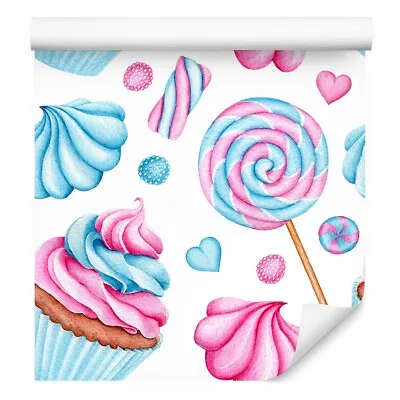 10m Fleece Wallpaper Rollers Dining Room Cupcakes Lollipops Hearts Decor XXL 5615 • £38.77