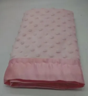 Blanket Satin Trim Security Pink Minky Dot Soothing Lovey Blankey Handmade Amish • $25.50