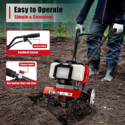 52CC 2Stroke Gas Mini Tiller Cultivator 6500rpm Plant Garden Tilling Tool CDI US • $182