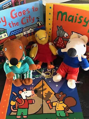Maisy Bundle~Mouse~Squirrel~Bird~3 Soft Toys By Hashy And 3 Books Lucy Cousins • £19.99