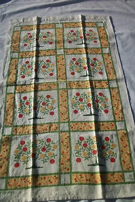 Vintage Print Towel Trees & Flowers Retro Kitchen All Pure Linen TW313 • $13.99