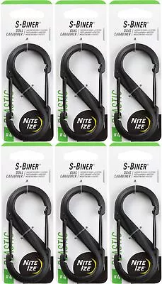 Nite Ize S-Biner Plastic Dual Carabiner #4 - Black (6-Pack) • $17.04