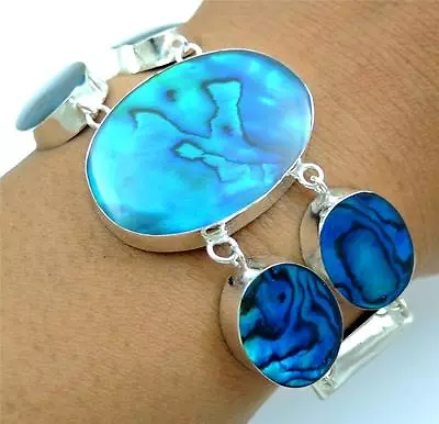 Natural Paua Abalone Shell 925 Sterling Silver Bracelet Women Men Jewelry SD118 • $28.99