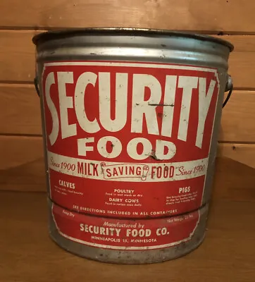 Vintage 1950’s Security Food Co. Galvanized Bucket Pail J&L. WARE STC • $40