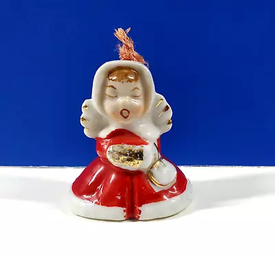 Vintage Japan Ceramic Miniature Choir Angel Girl Bell Christmas Ornament Decor • $11.20