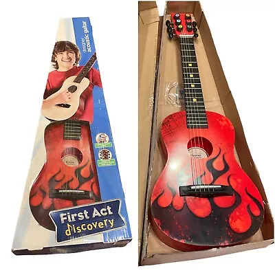 $38.42 • Buy First Act Acoustic Guitar Discovery Red Black Flame Box Hard Rock Star Hero B