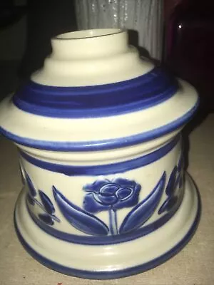 1 Vtg Porcelain LampLight Hurricane Oil Lamp(Base Only)  Delft Blue/White USA • $12