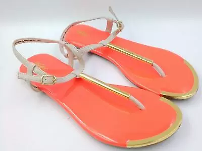 Mossimo Target Womens Neon Orange Open Toe Casual Thong Sandals Shoes Size 6 • $14.99