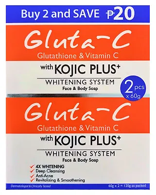 Gluta-C With Kojic Plus Lightening & Brightening Soap 60g X 2 Soaps Pack • £9.99